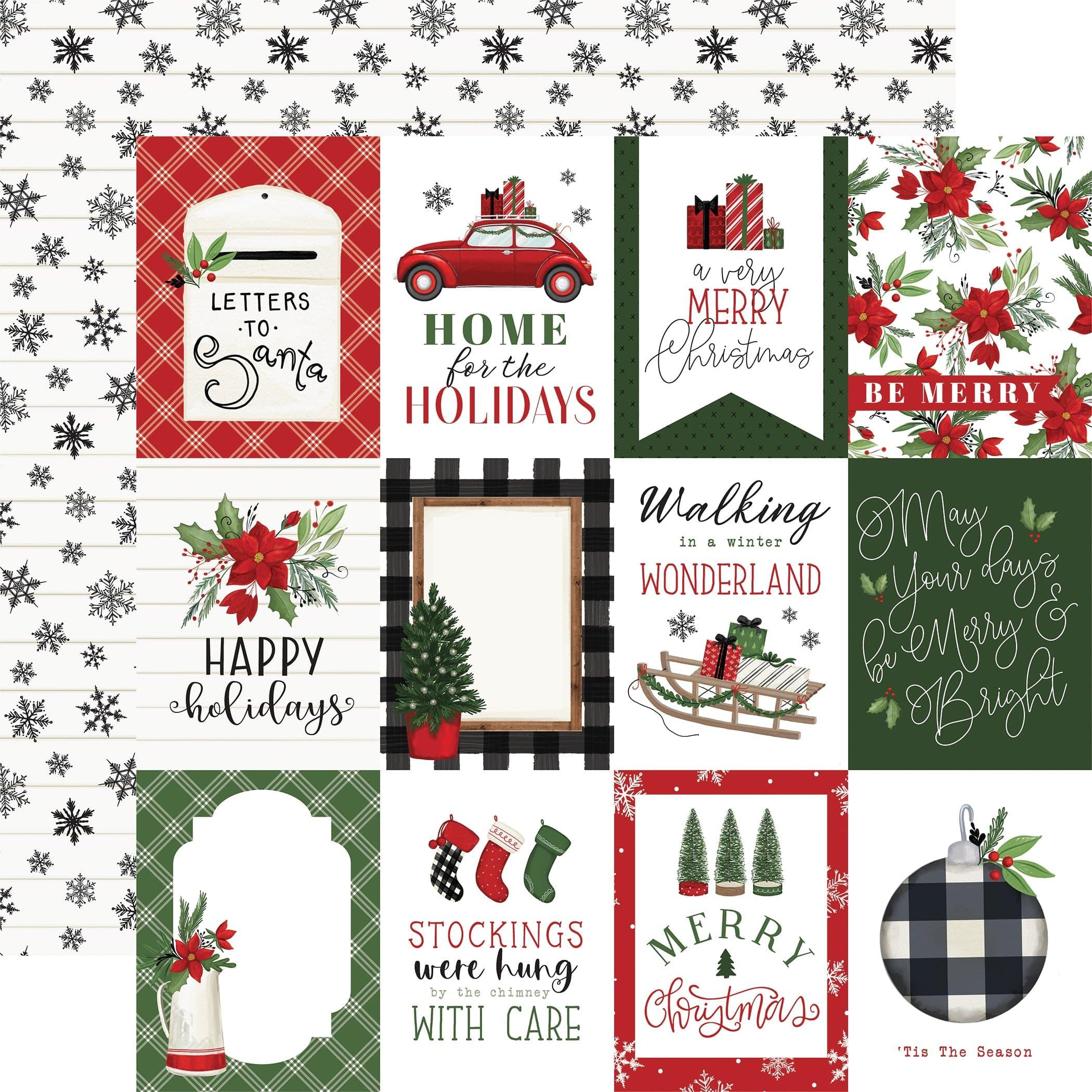 Home For Christmas Collection 3 x 4 Journaling Cards 12 x 12 Double-Sided  Scrapbook Paper by Carta Bella