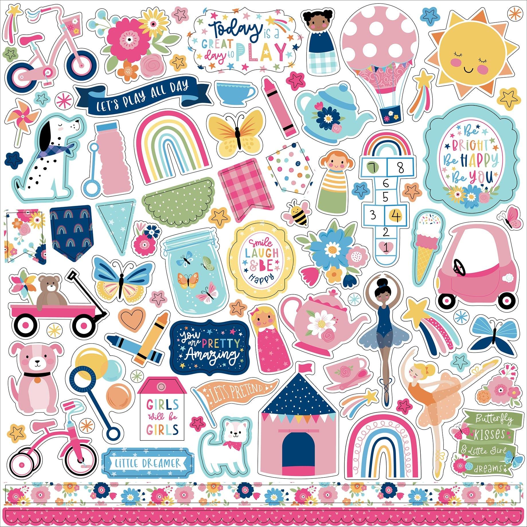 Play All Day Girl Cardstock Stickers 12x12 Elements