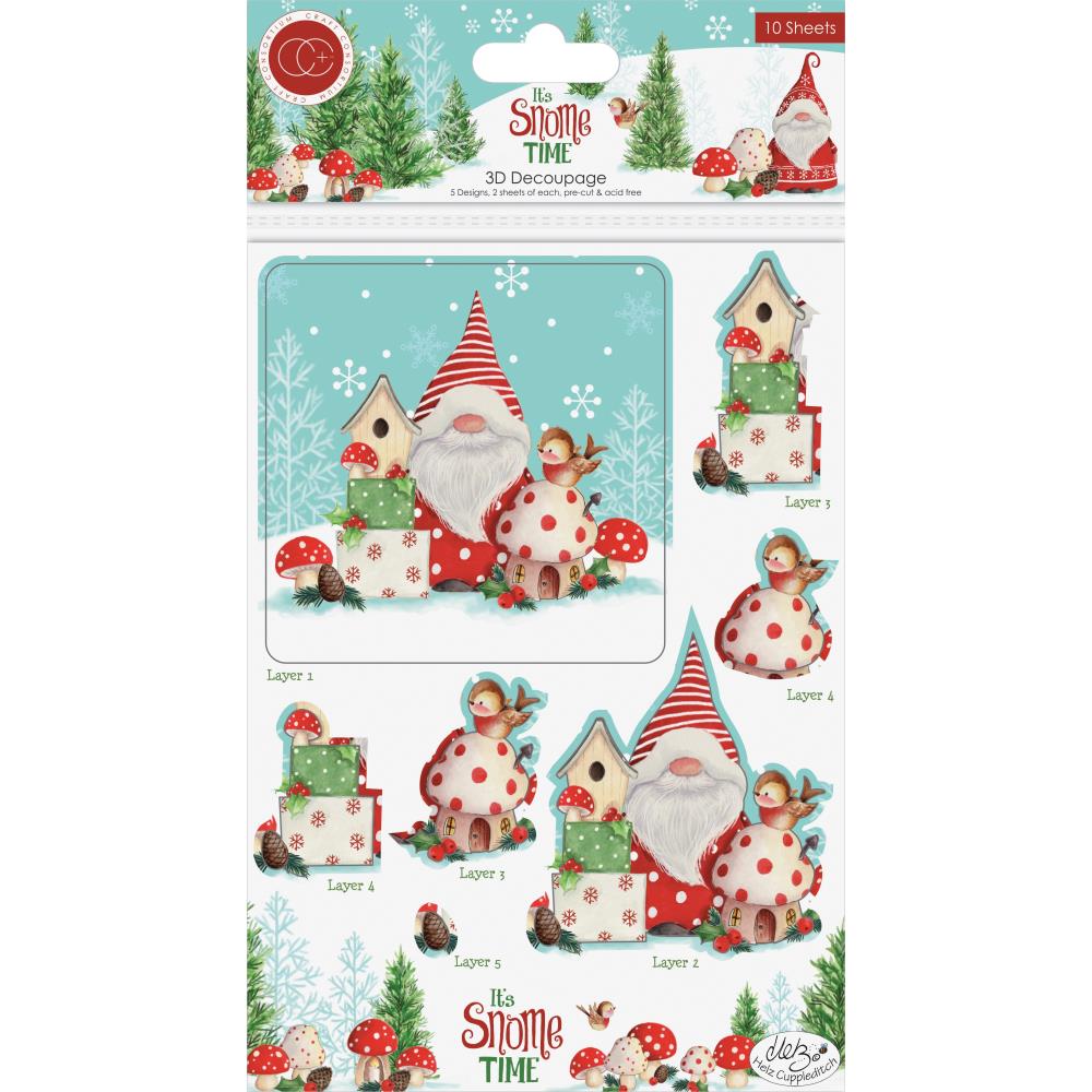 It's Snome Time Gnome 3D Decoupage Scrapbook Embellishments by Craft Consortium