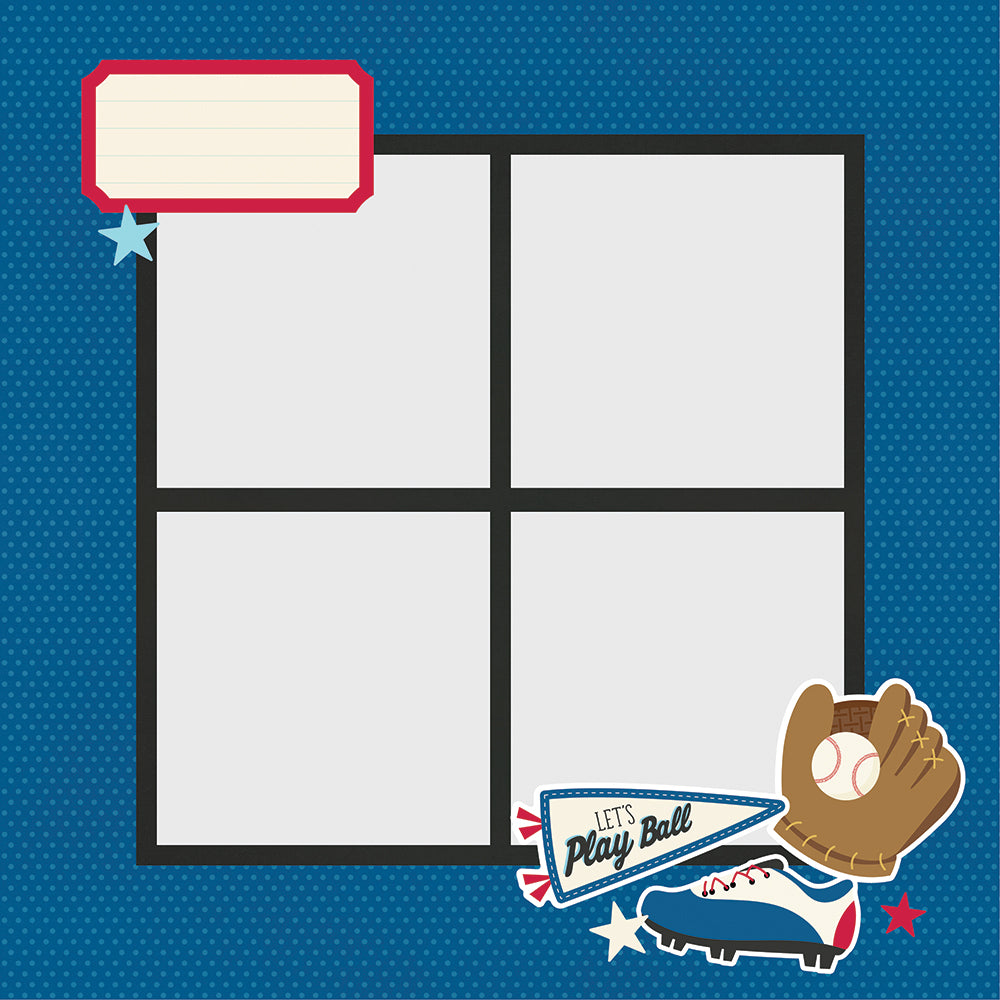 Sports Collection Baseball 4x8 Simple Pages Pieces by Simple Stories - 17 Pieces