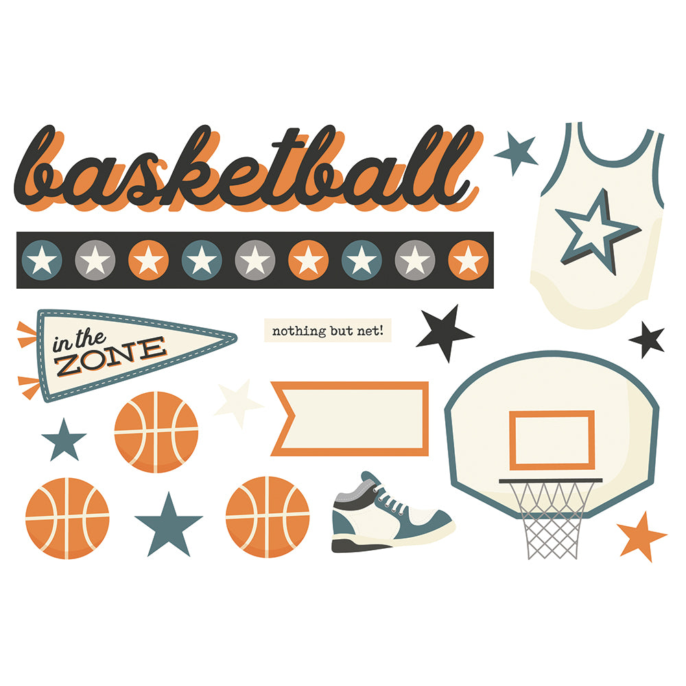 Sports Collection Basketball 4x8 Simple Pages Pieces by Simple Stories - 18 Pieces