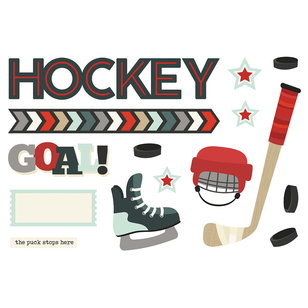 Sports Collection Hockey 4x8 Simple Pages Pieces by Simple Stories - 15 Pieces