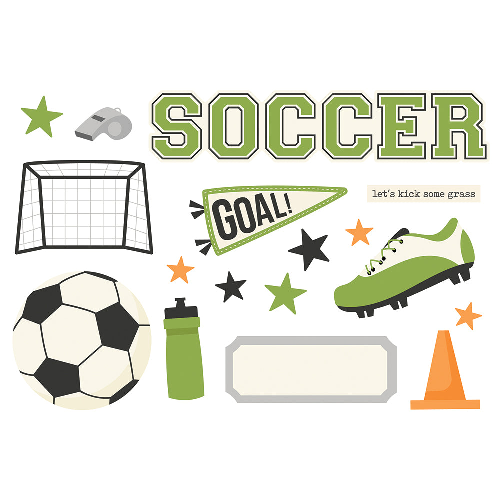 Sports Collection Soccer 4x8 Simple Pages Pieces by Simple Stories - 17 Pieces