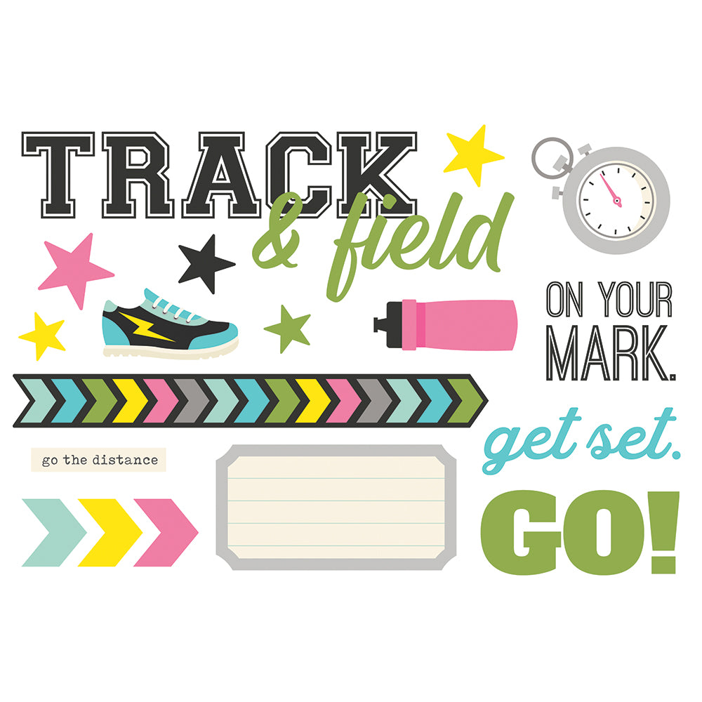 Sports Collection Track & Field 4x8 Simple Pages Pieces by Simple Stories - 18 Piece