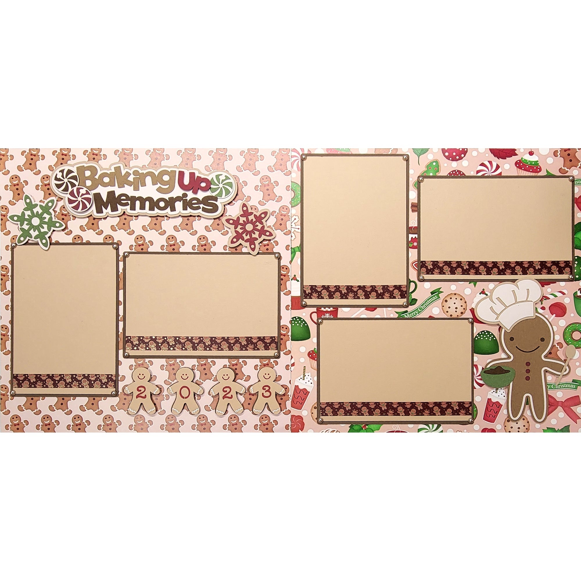 Baking Up Memories **CUSTOM** Gingerbread (2) - 12 x 12 Pages, Fully-Assembled & Hand-Crafted 3D Scrapbook Premade by SSC Designs