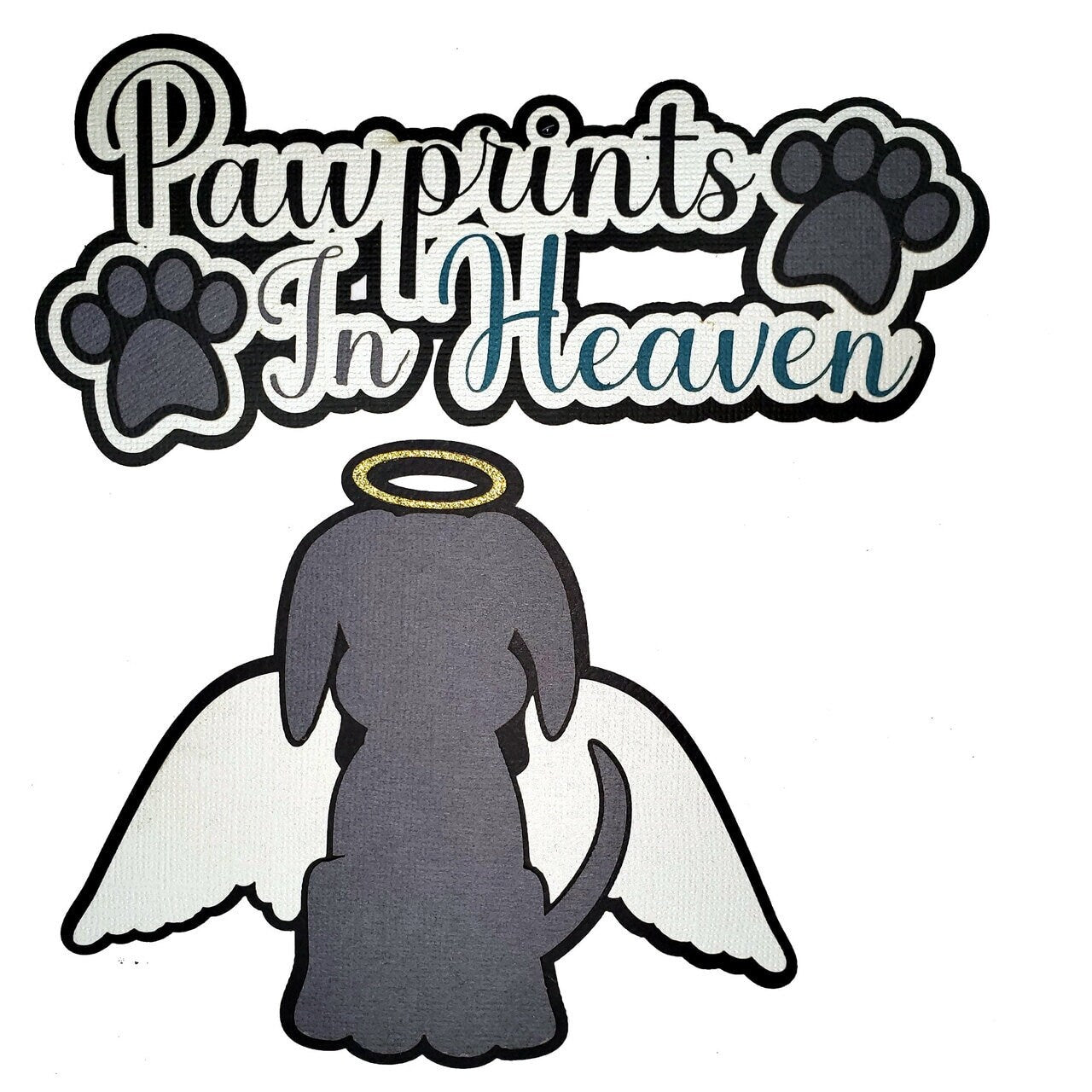 Dog Pawprints in Heaven 5 x 7 Customizable Laser Embellishment by SSC Laser Designs