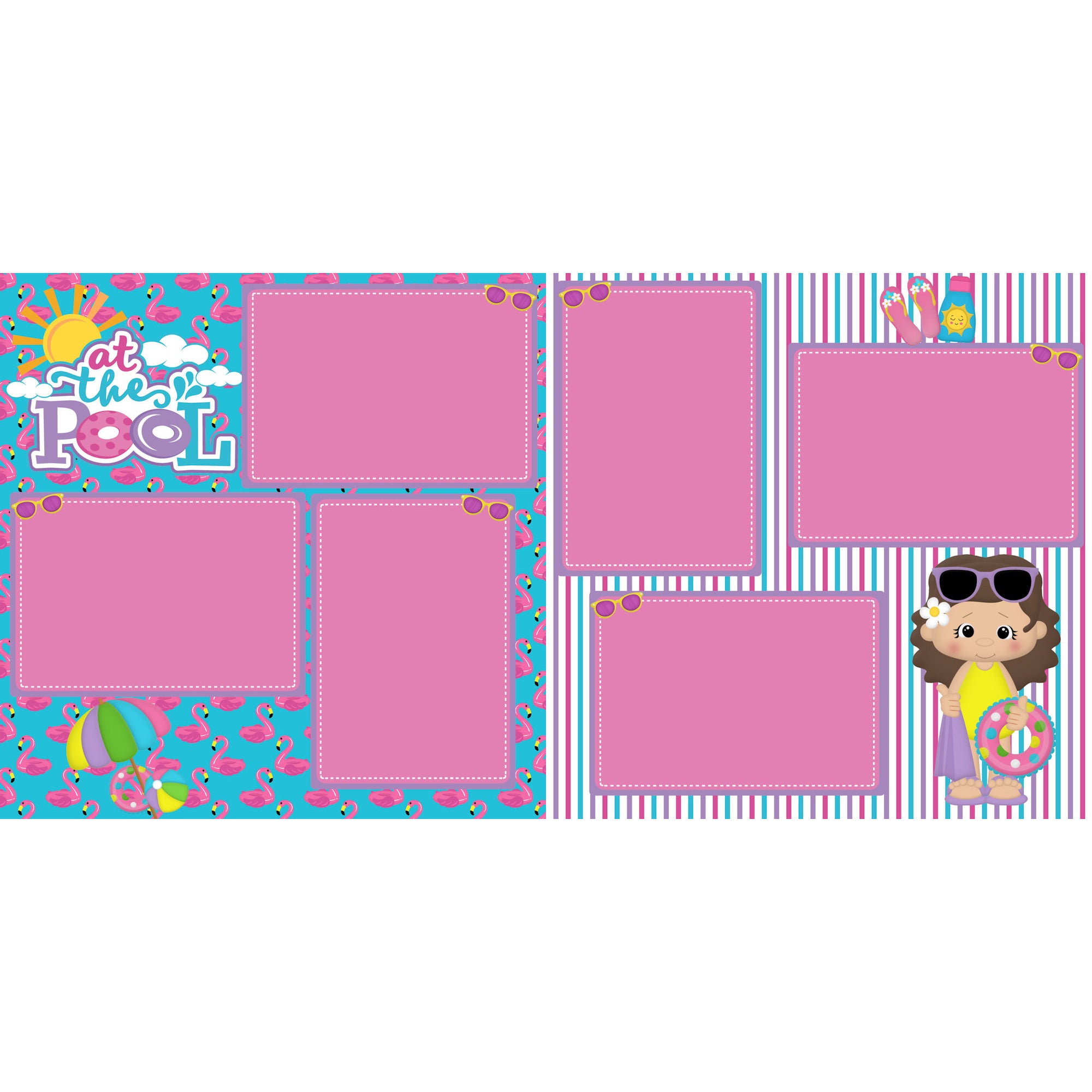 At The Pool (Girl) (2) - 12 x 12 Printed Scrapbook Pages by SSC Designs