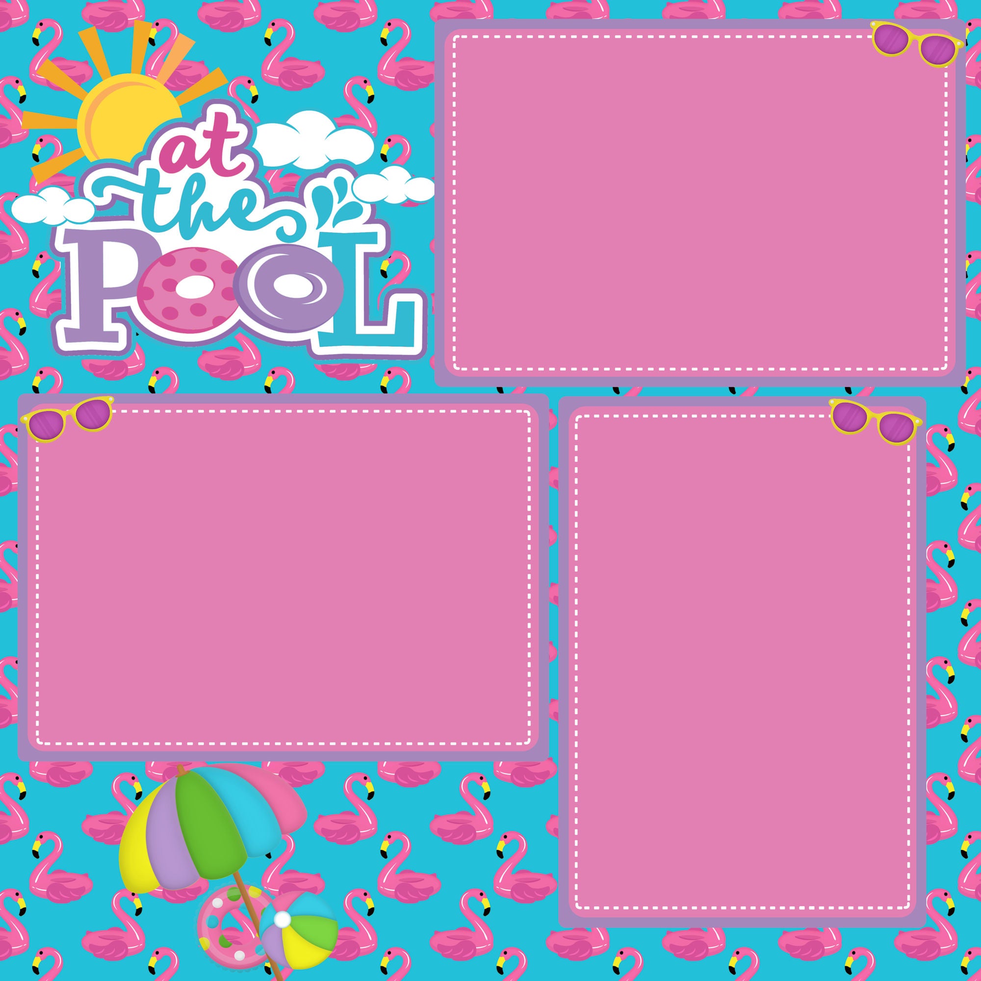 At The Pool (Girl) (2) - 12 x 12 Printed Scrapbook Pages by SSC Designs