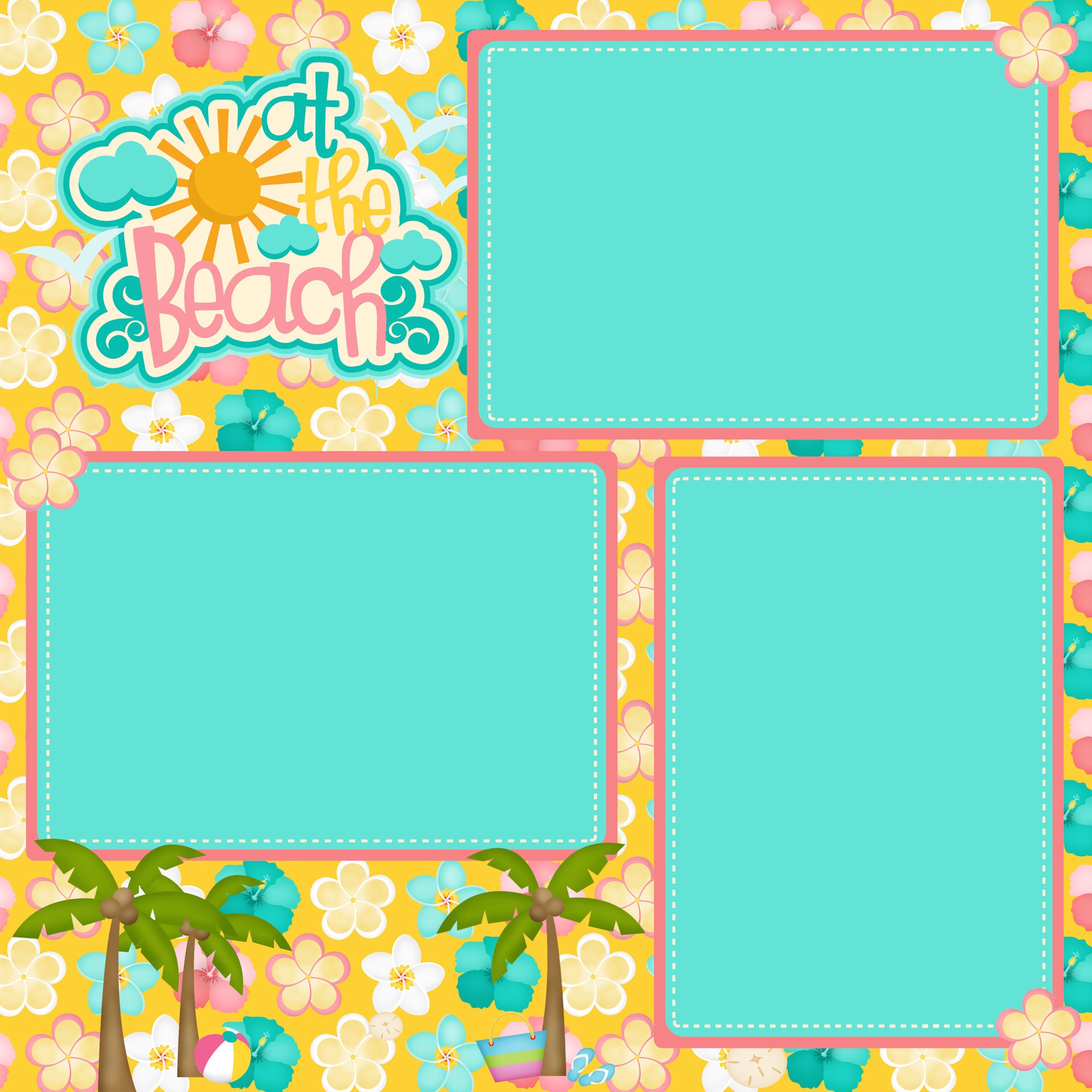 At The Beach Palm Trees (2) - 12 x 12 Printed Scrapbook Pages by SSC Designs