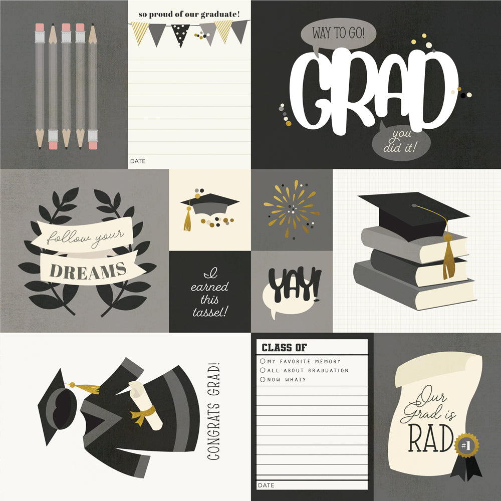 Graduation Collection Elements 12 x 12 Double-Sided Scrapbook Paper by Simple Stories