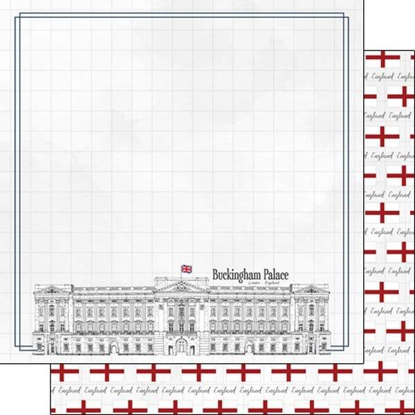 Travel Adventure Collection England Buckingham Palace 12 x 12 Double-Sided Scrapbook Paper by Scrapbook Customs