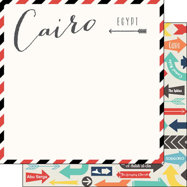 Travel Memories Collection Cairo Air Mail 12 x 12 Double-Sided Scrapbook Paper by Scrapbook Customs