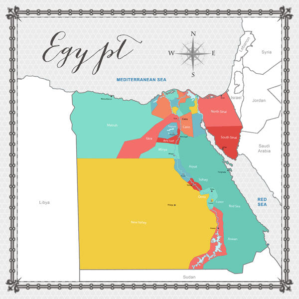 Travel Memories Collection Egypt Map 12 x 12 Double-Sided Scrapbook Paper by Scrapbook Customs