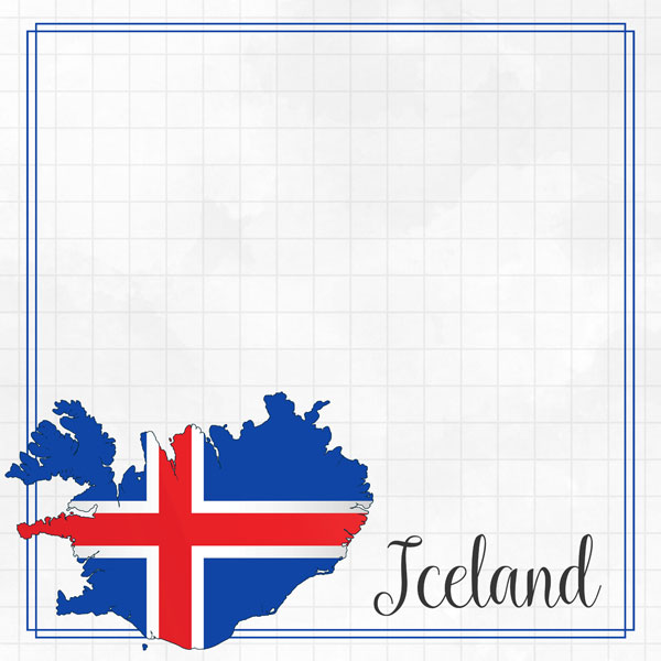 Travel Adventure Collection Iceland Flag 12 x 12 Double-Sided Scrapbook Paper by Scrapbook Customs