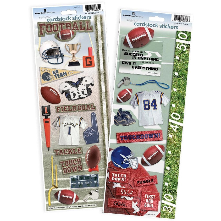 Sports Collection Football (2) 5 x 12 Cardstock Sticker Value Pack by Paper House Productions