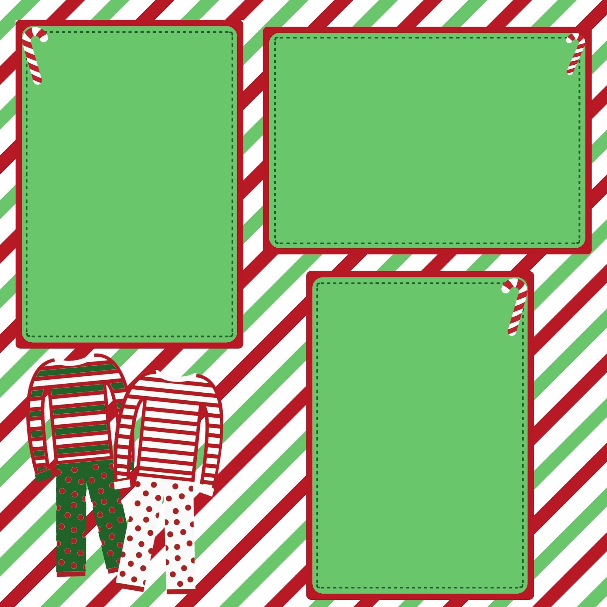 Christmas Pajamas (2) - 12 x 12 Premade, Printed Scrapbook Pages by SSC Designs