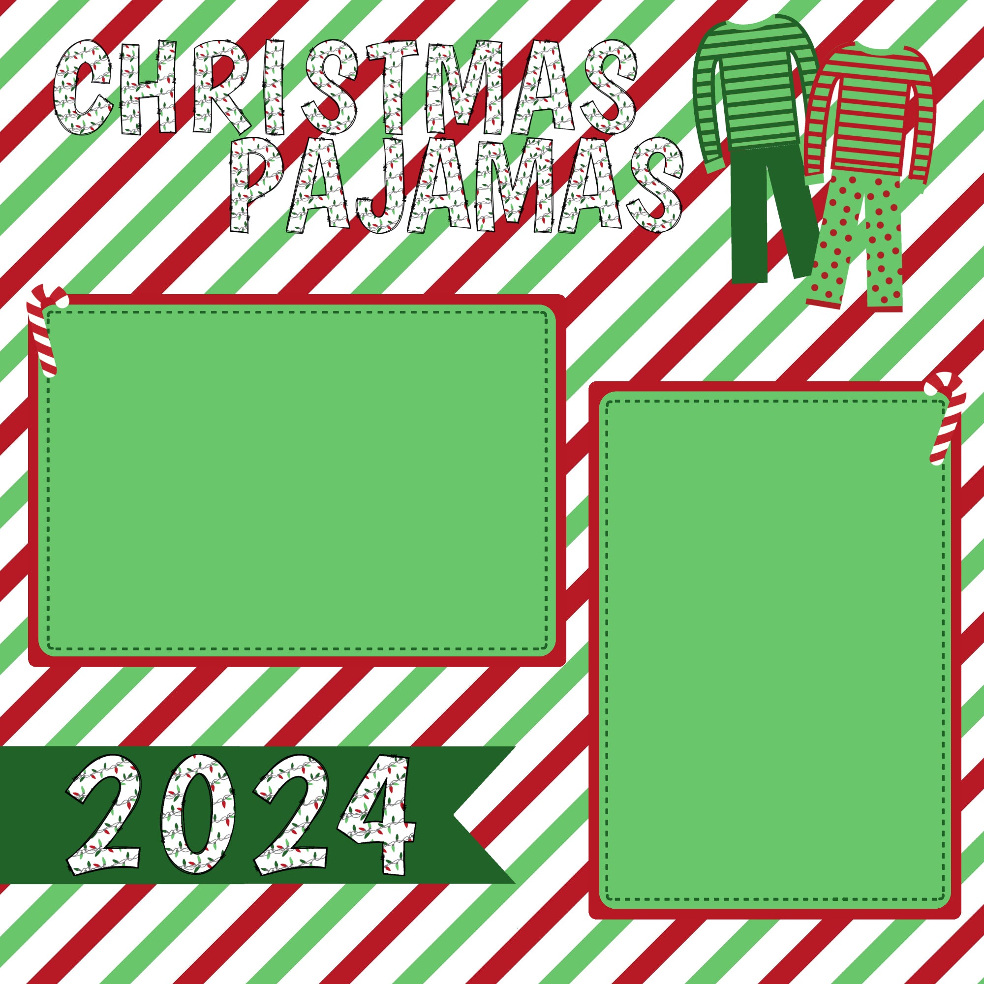 Christmas Pajamas (2) - 12 x 12 Premade, Printed Scrapbook Pages by SSC Designs