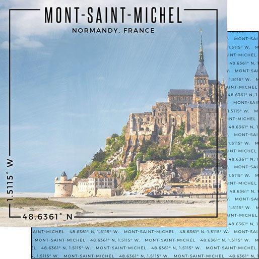 Travel Coordinates Collection Mont-Saint-Michel, Normandy, France 12 x 12 Double-Sided Scrapbook Paper by Scrapbook Customs