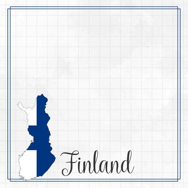 Travel Adventure Collection Finland Border 12 x 12 Double-Sided Scrapbook Paper by Scrapbook Customs