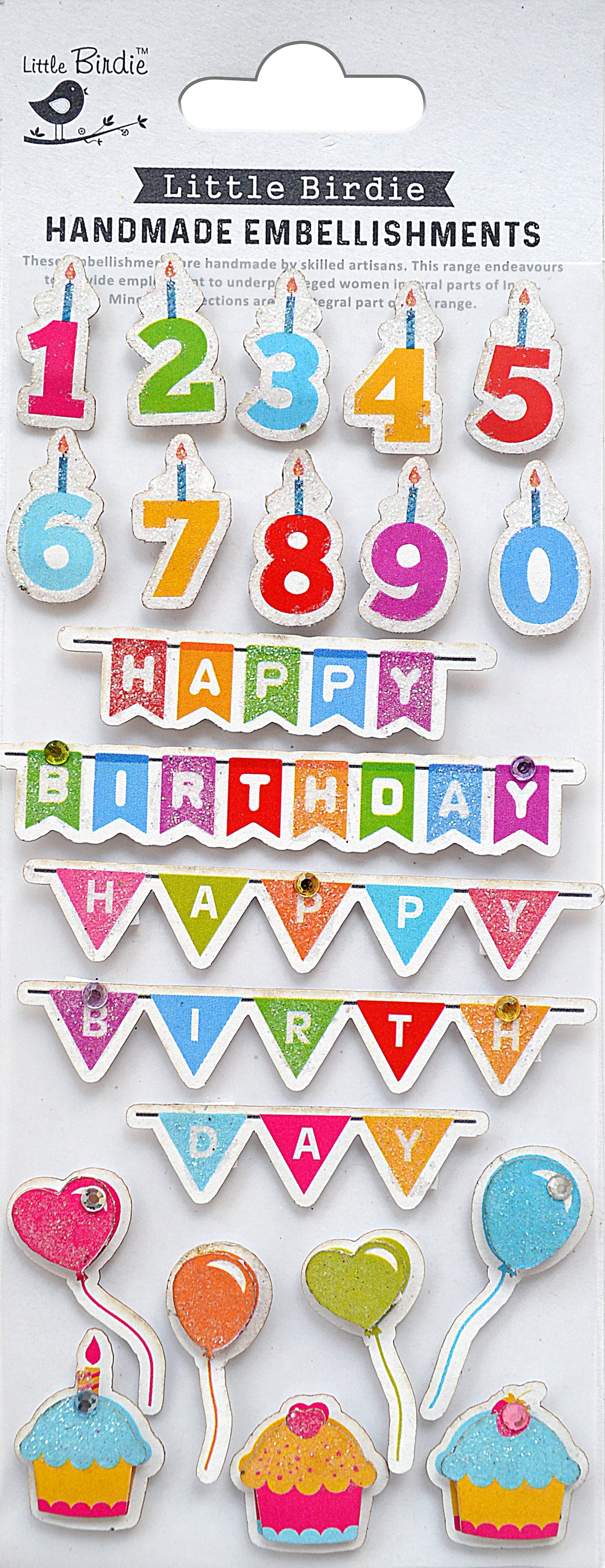 Birthday Bash Glitter 3 x 8 Scrapbook Embellishment by Little Birdie