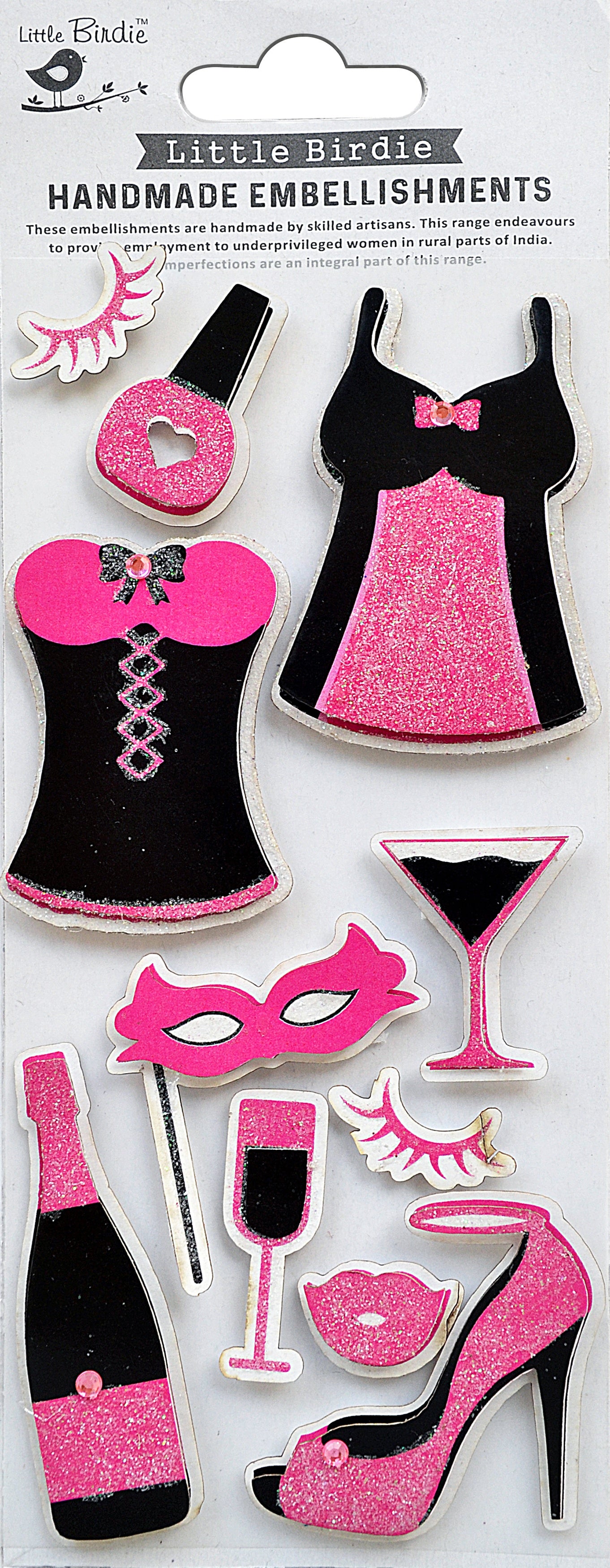 Bachelorette Party Glitter 3 x 8 Scrapbook Embellishment by Little Birdie