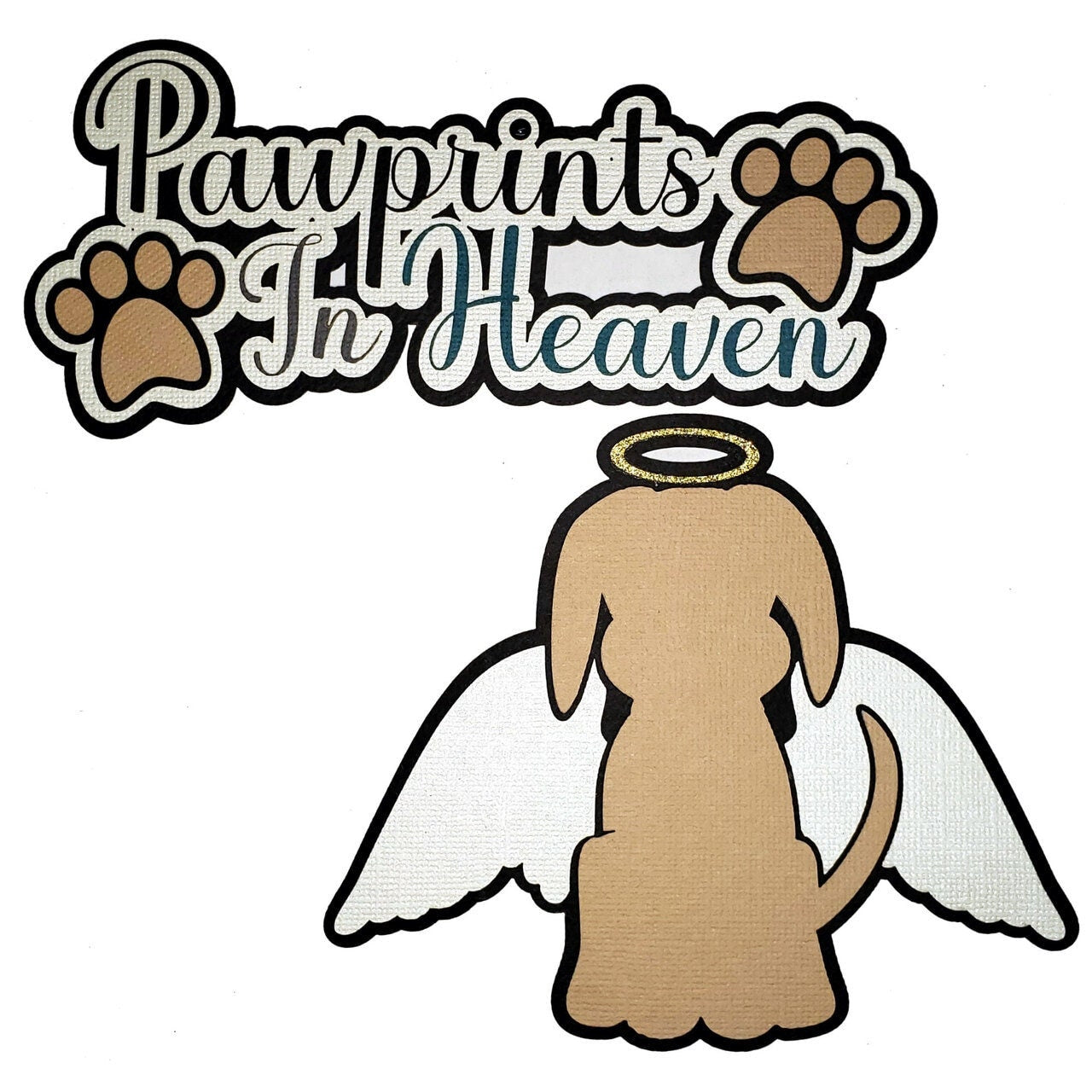 Dog Pawprints in Heaven 5 x 7 Customizable Laser Embellishment by SSC Laser Designs