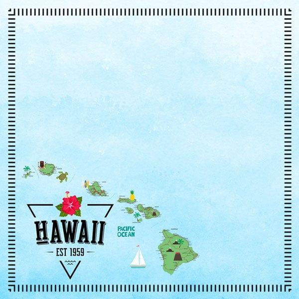 Postage Map Collection Hawaii 12 x 12 Scrapbook Paper by Scrapbook Customs