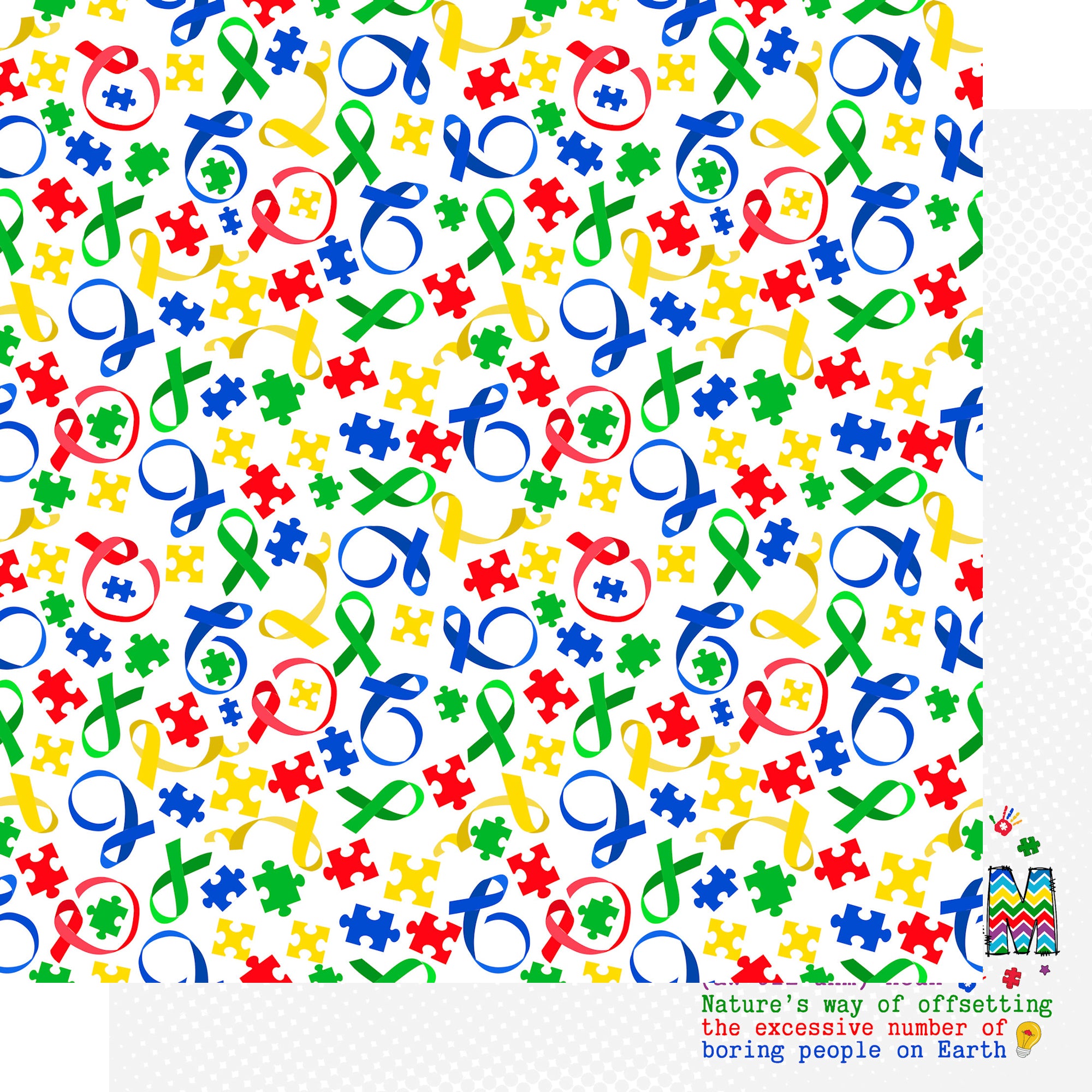 Autism Au-some Collection Echolalia 12 x 12 Double-Sided Scrapbook Paper by SSC Designs