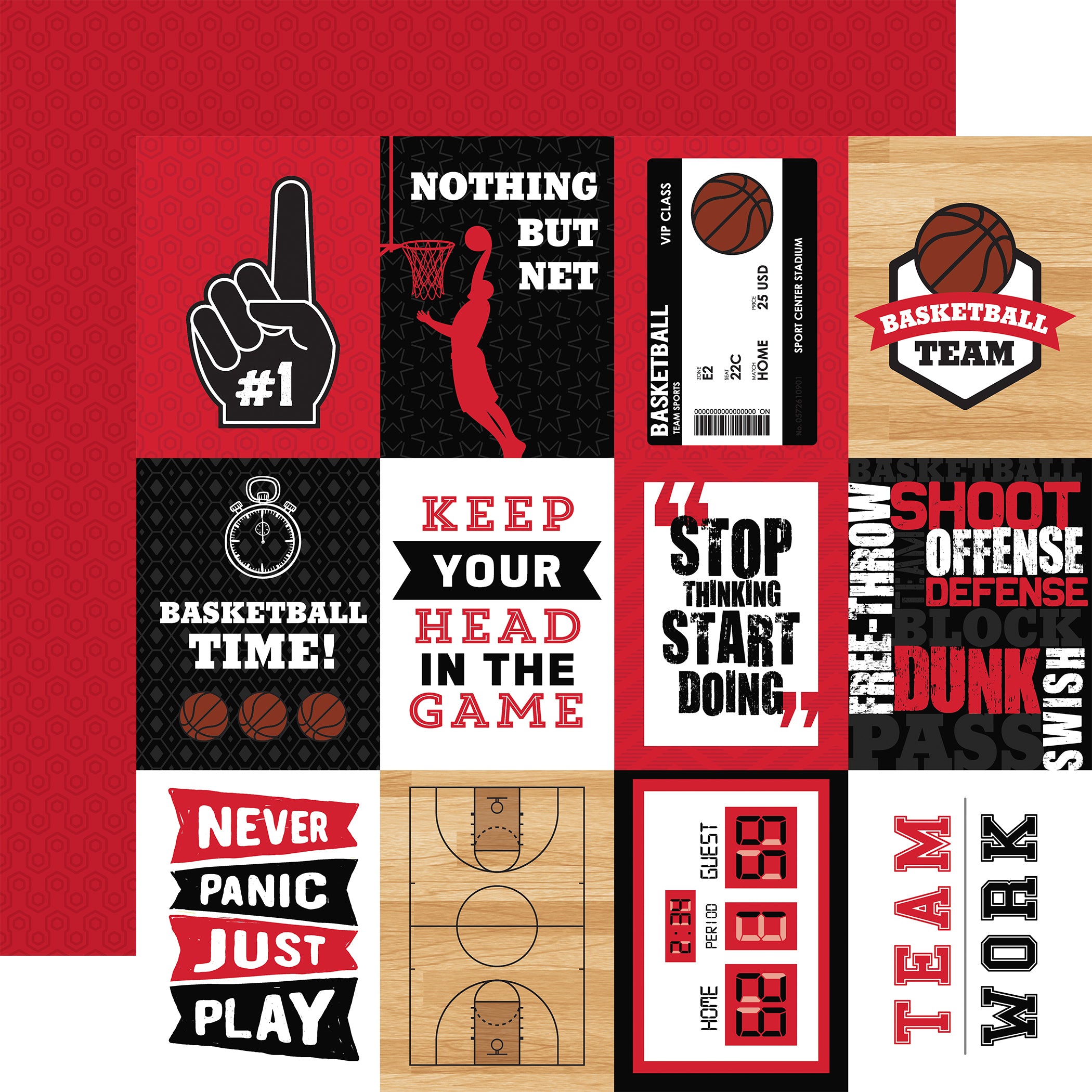 Basketball Collection 12 x 12 Double-Sided Scrapbook Paper & Sticker Collection Kit by Echo Park Paper