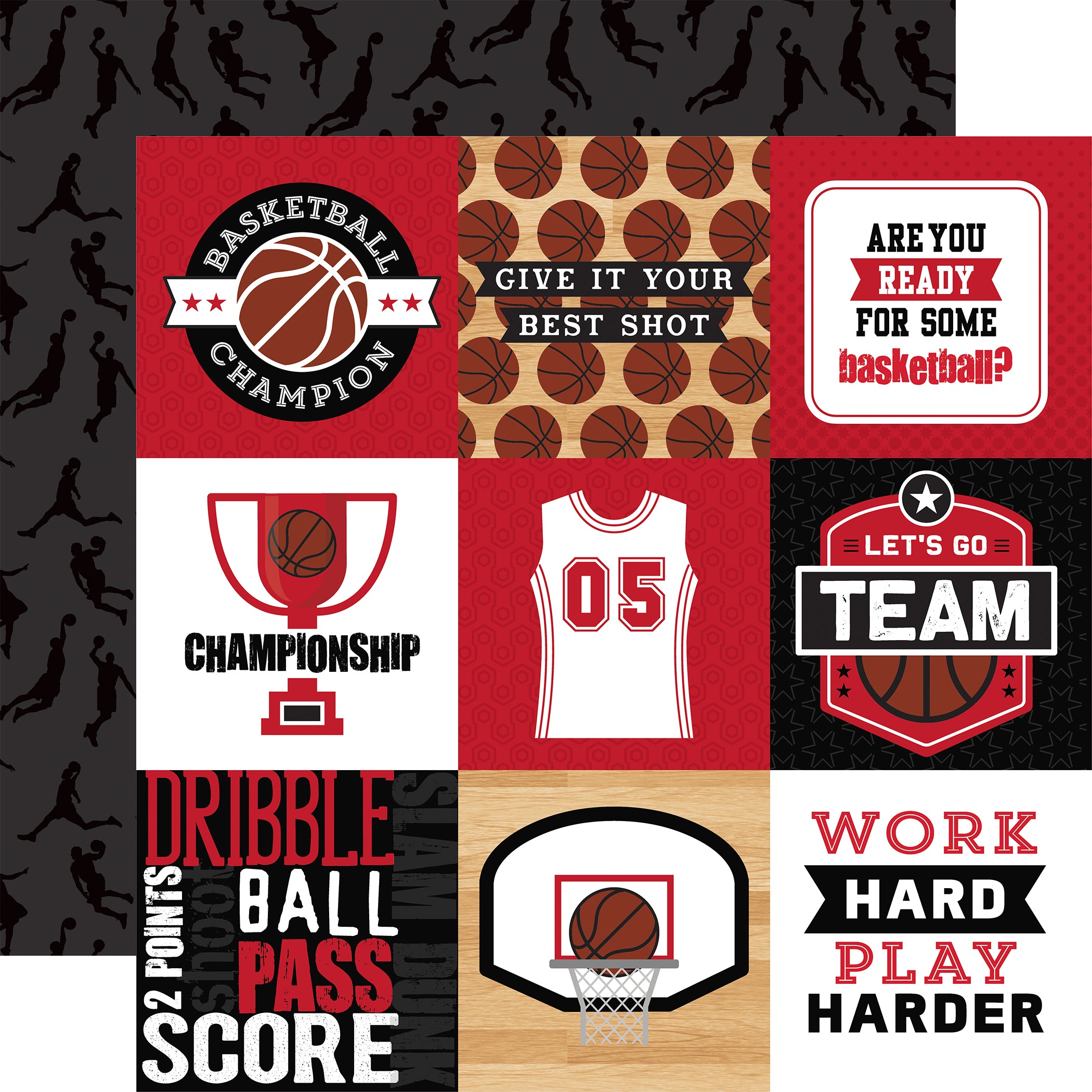 Basketball Collection 12 x 12 Double-Sided Scrapbook Paper & Sticker Collection Kit by Echo Park Paper