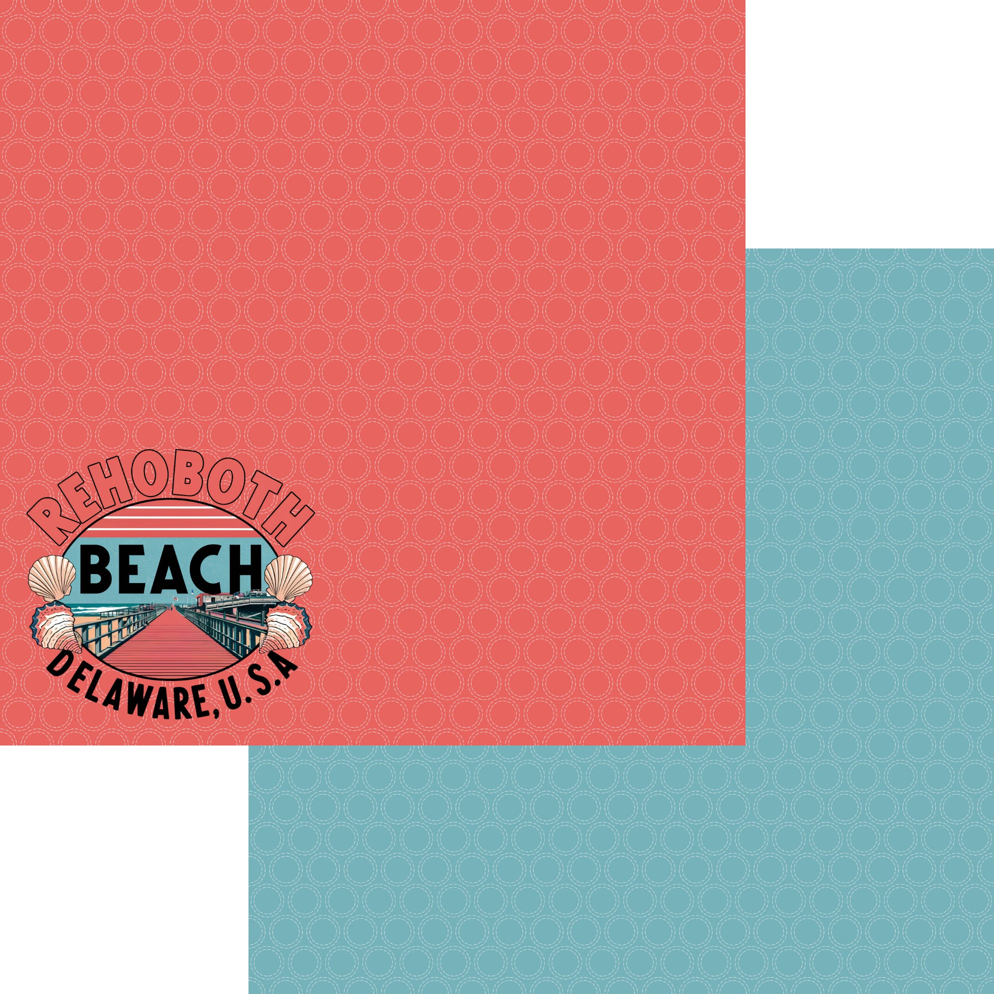 Beach Party Collection Rehoboth Beach, Delaware 12 x 12 Double-Sided Scrapbook Paper by SSC Designs