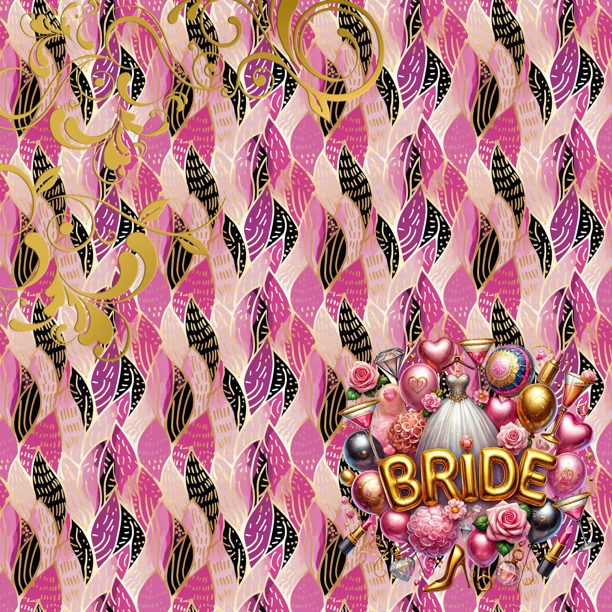 Bachelorette Party Collection The Bride 12 x 12 Double-Sided Scrapbook Paper by SSC Designs