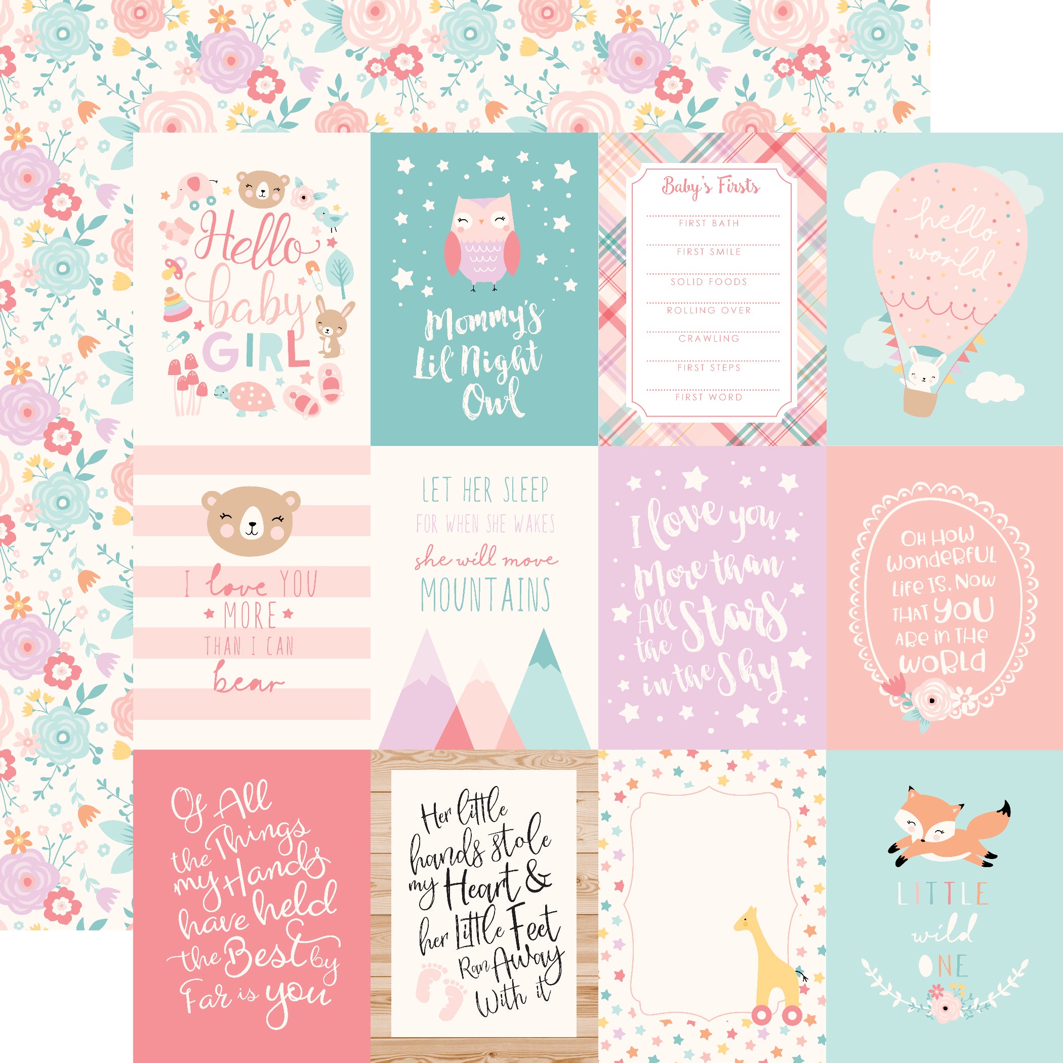 Hello Baby Girl 12 x 12 Scrapbook Collection Kit by Echo Park Paper - 13 Pieces