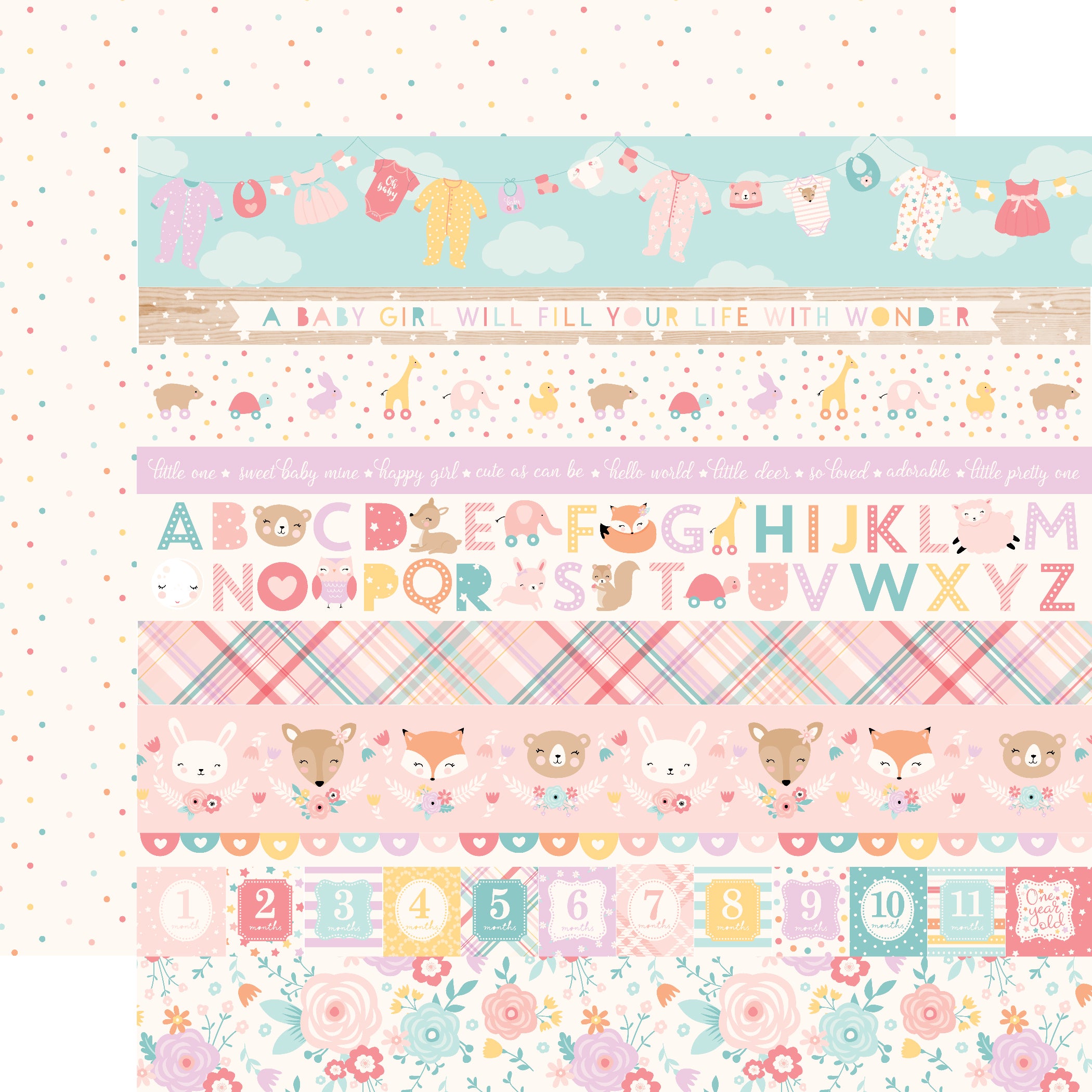 Hello Baby Girl 12 x 12 Scrapbook Collection Kit by Echo Park Paper - 13 Pieces