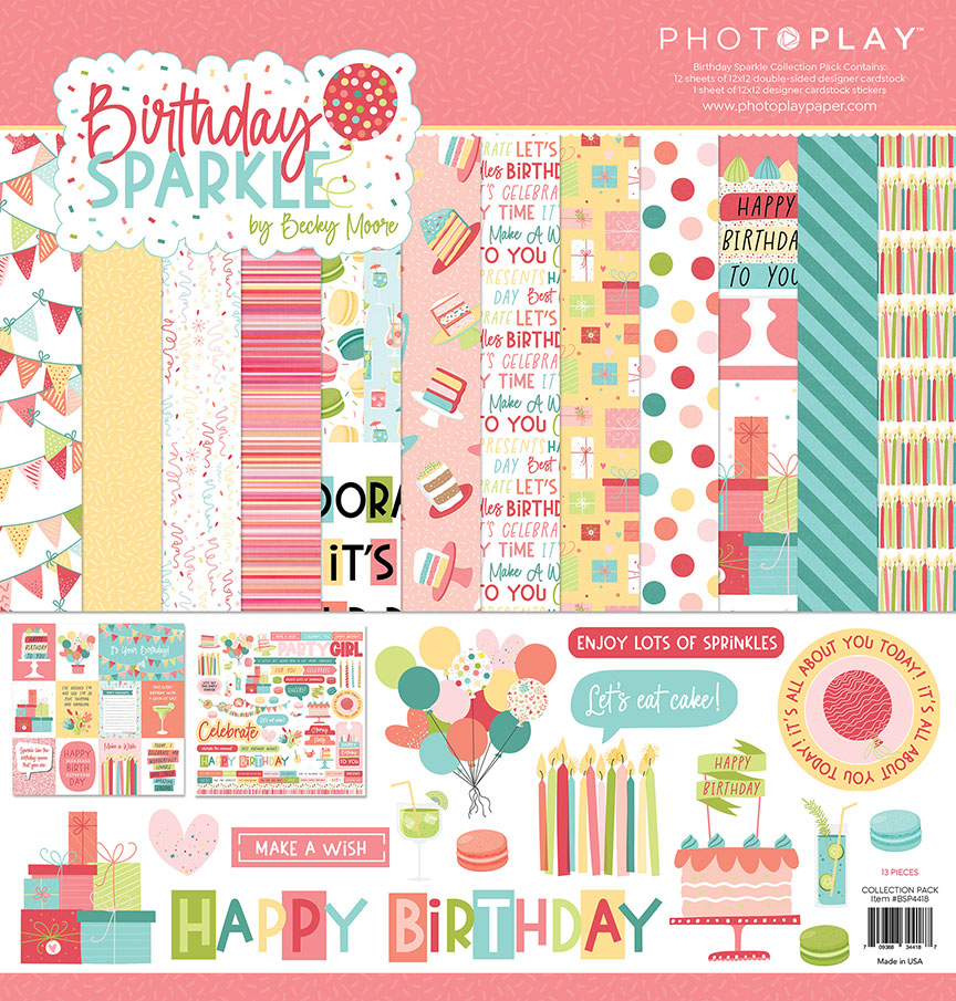 Birthday Sparkle Collection 12 x 12 Scrapbook Collection Kit by Photo Play Paper