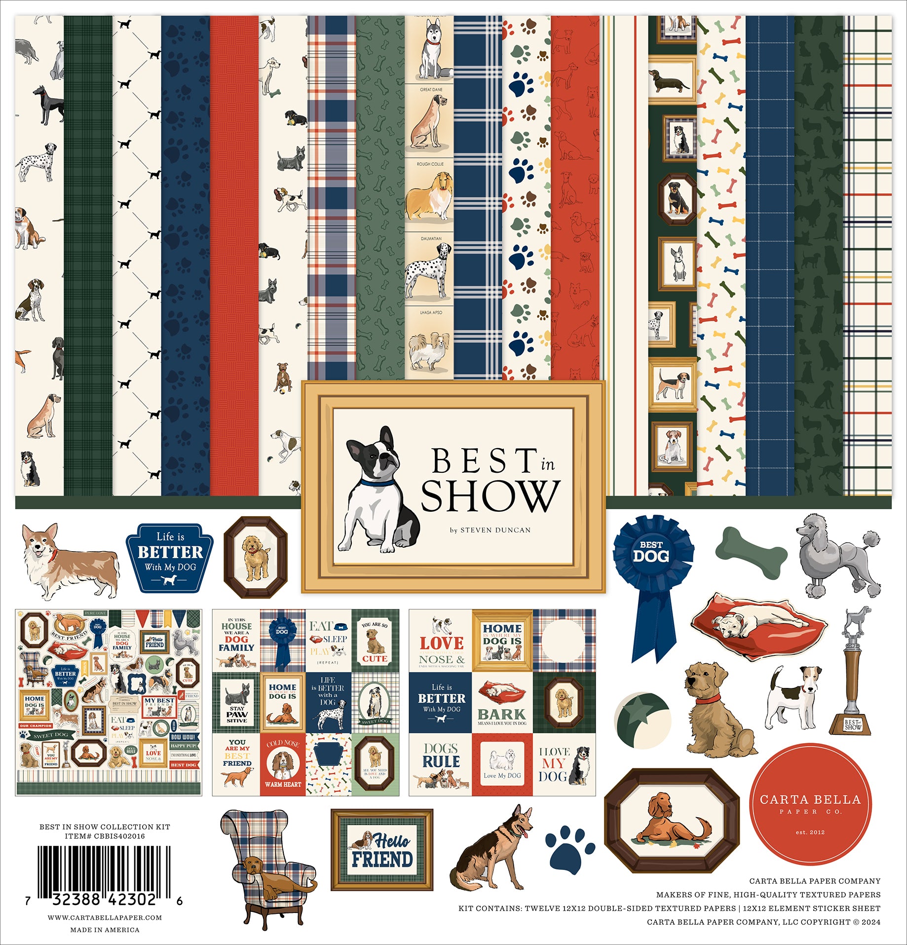 Best In Show 12 x 12 Scrapbook Collection Kit by Carta Bella - 13 Pieces