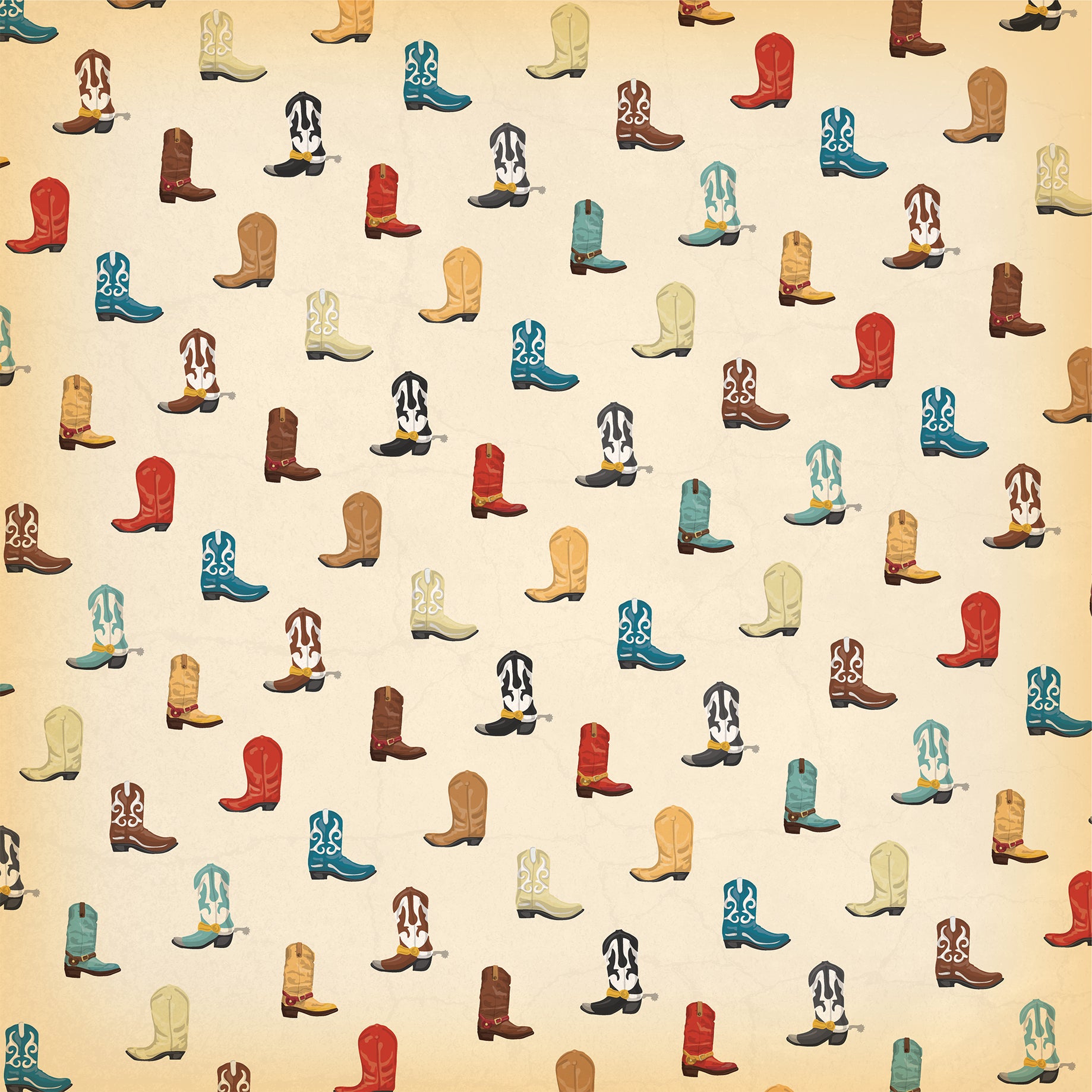 Cowboys Collection Cowboy Boots 12 x 12 Double-Sided Scrapbook Paper by Echo Park Paper