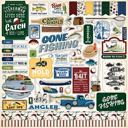 Gone Fishing 12 x 12 Scrapbook Collection Kit by Carta Bella - 13 Pieces