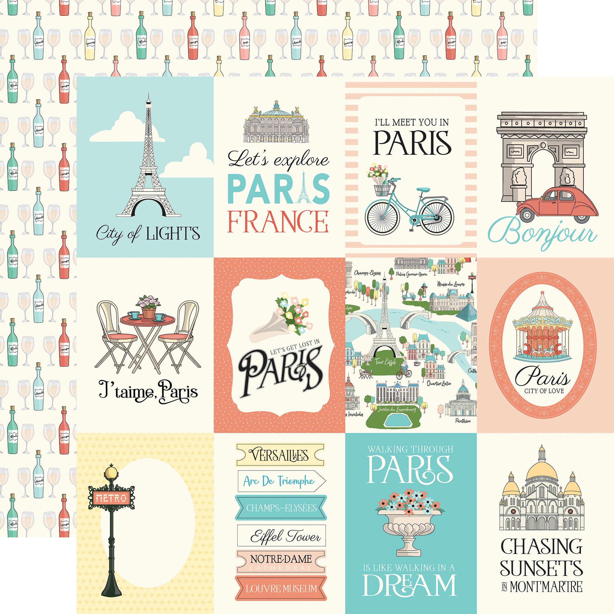 Paris Collection Scrapbook Collection Kit by Carta Bella - 13 Pieces