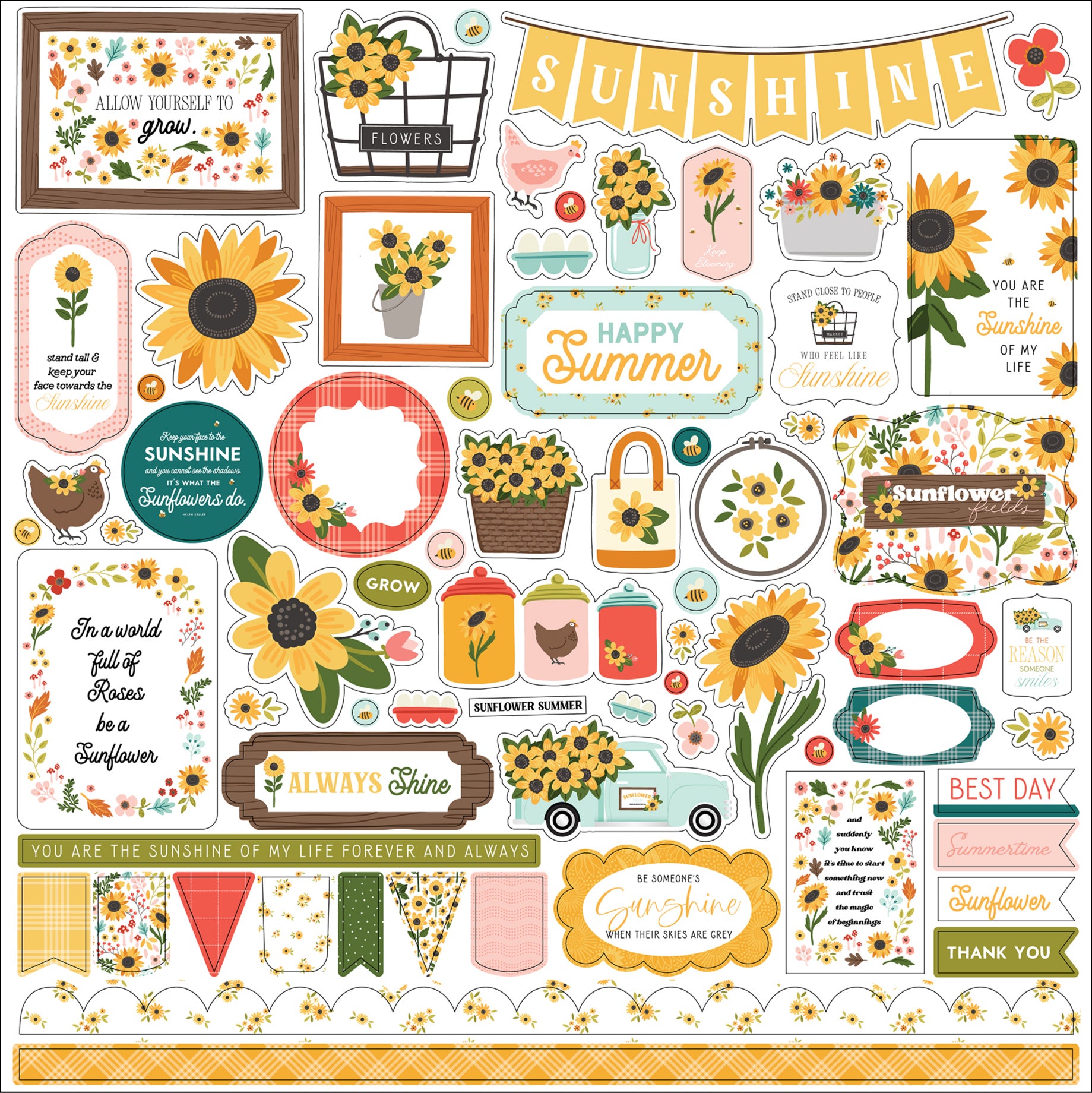 Sunflower Summer Collection 12 x 12 Scrapbook Page Kit by Carta Bella