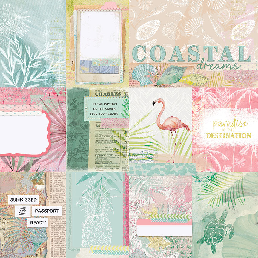 Coco Paradise Collection Coastal Dreams 12 x 12 Double-Sided Scrapbook Paper by Photo Play Paper