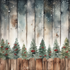 Country Christmas Watercolor Collection Trees 12 x 12 Double-Sided Scrapbook Paper by SSC Designs