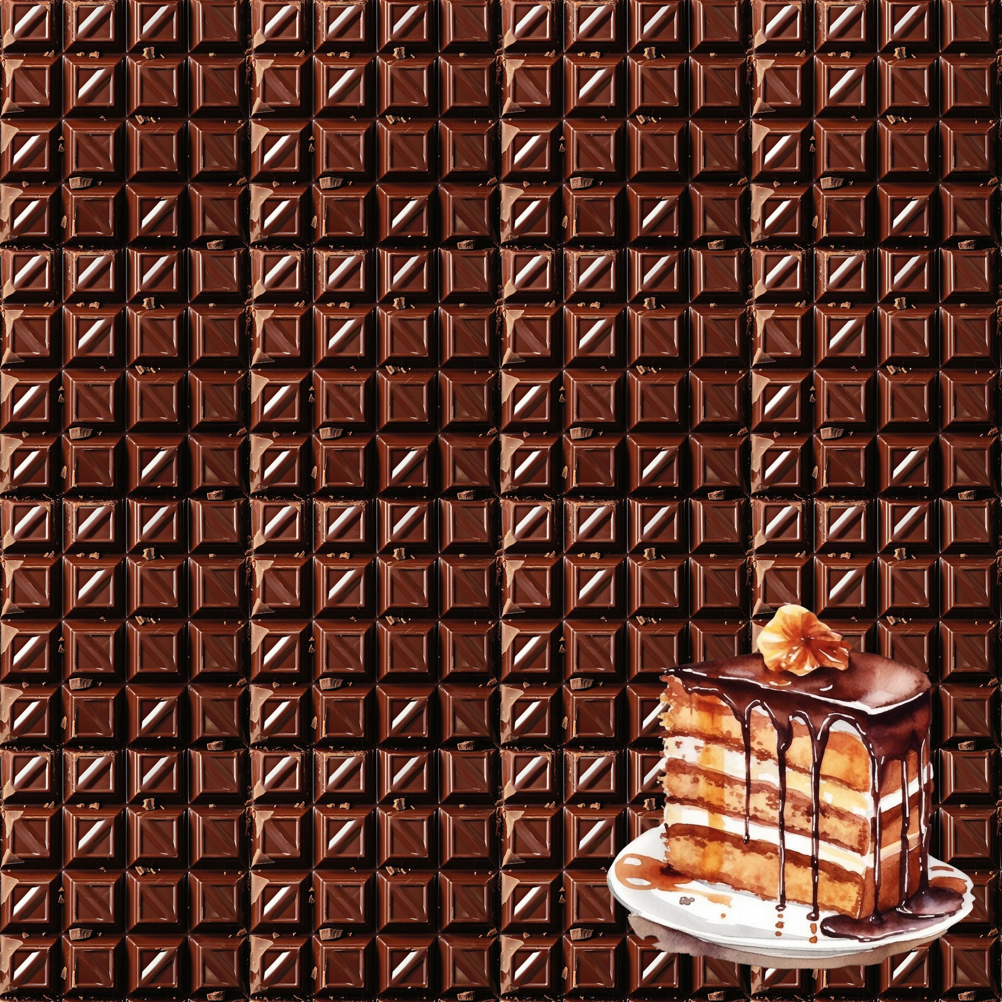 Chocolate Heaven Collection Chocolate Fountain 12 x 12 Double-Sided Scrapbook Paper by SSC Designs