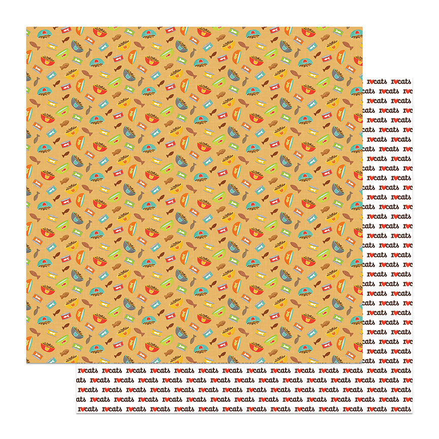 Cat Nip Collection Feed Me Now 12 x 12 Double-Sided Scrapbook Paper by Photo Play Paper