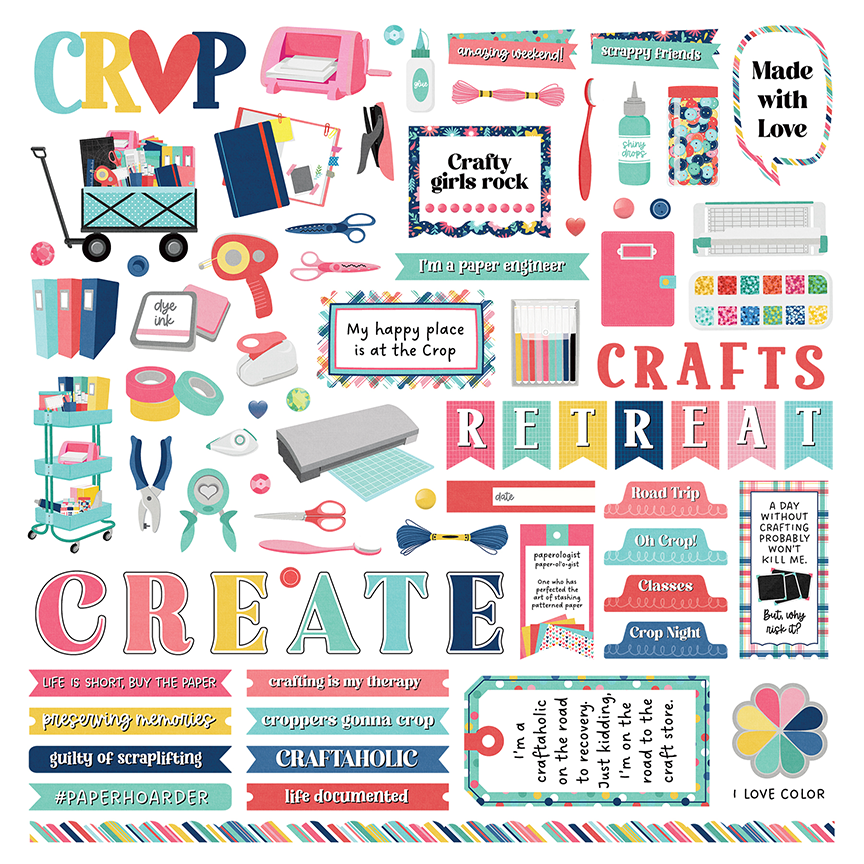 Crop Til You Drop Collection 12 x 12 Scrapbook Paper & Sticker Collection Pack by Photo Play Paper