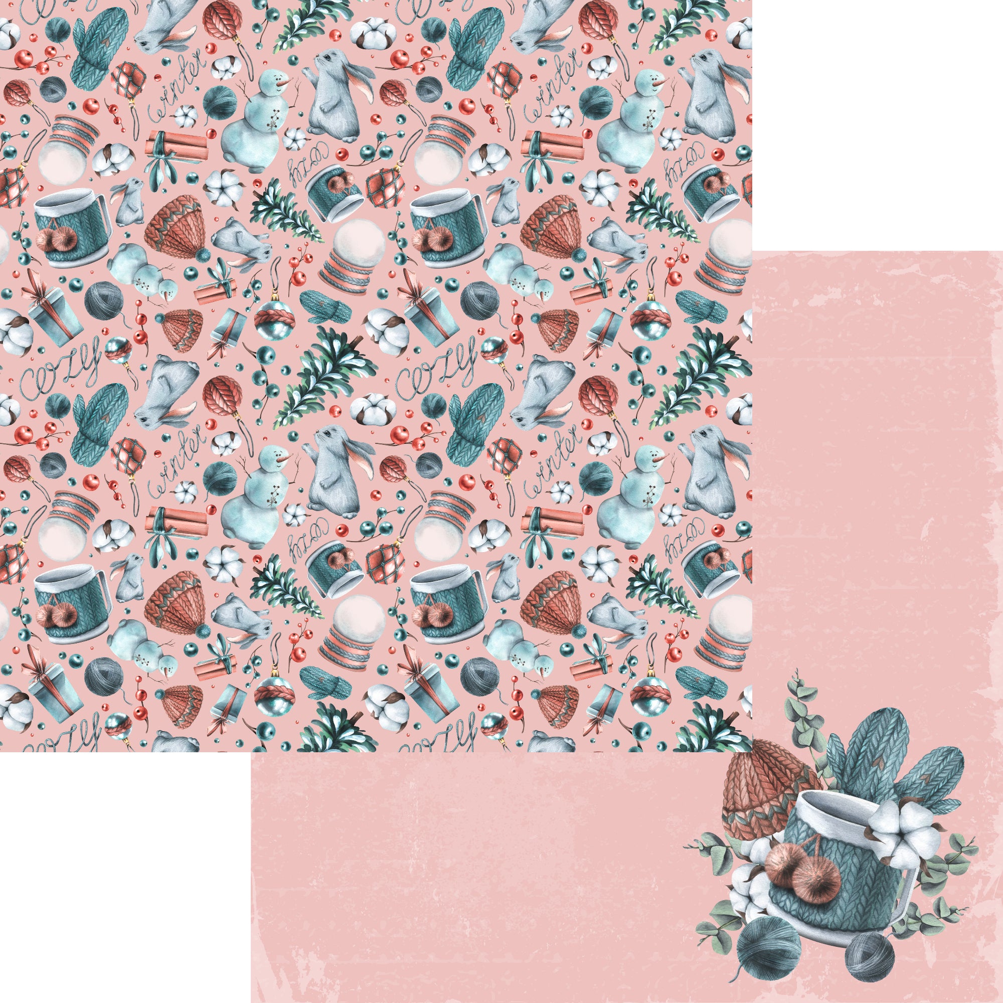 Cozy Winter Collection Winter Collage 12 x 12 Double-Sided Scrapbook Paper by SSC Designs