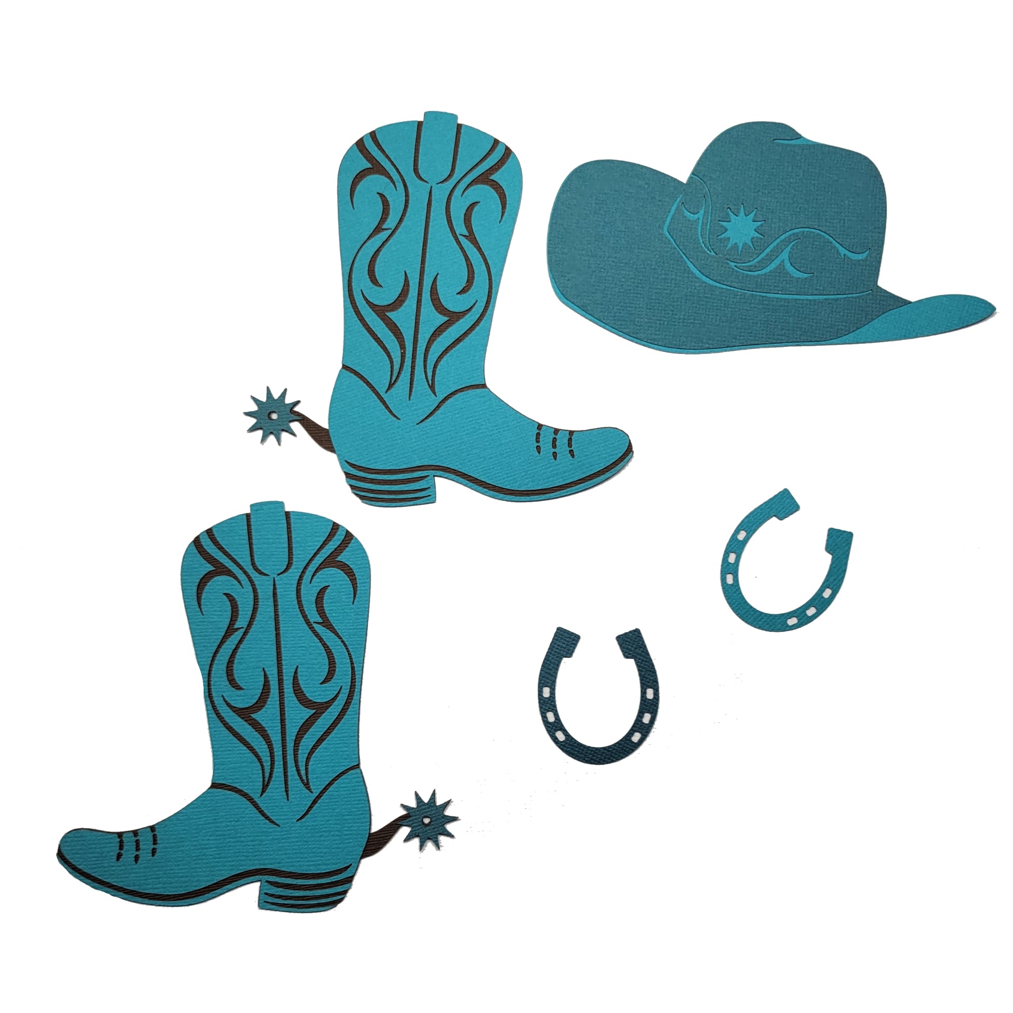 Cowgirl Hat & Boots Laser Die Cut Scrapbook Embellishment Set by SSC Designs