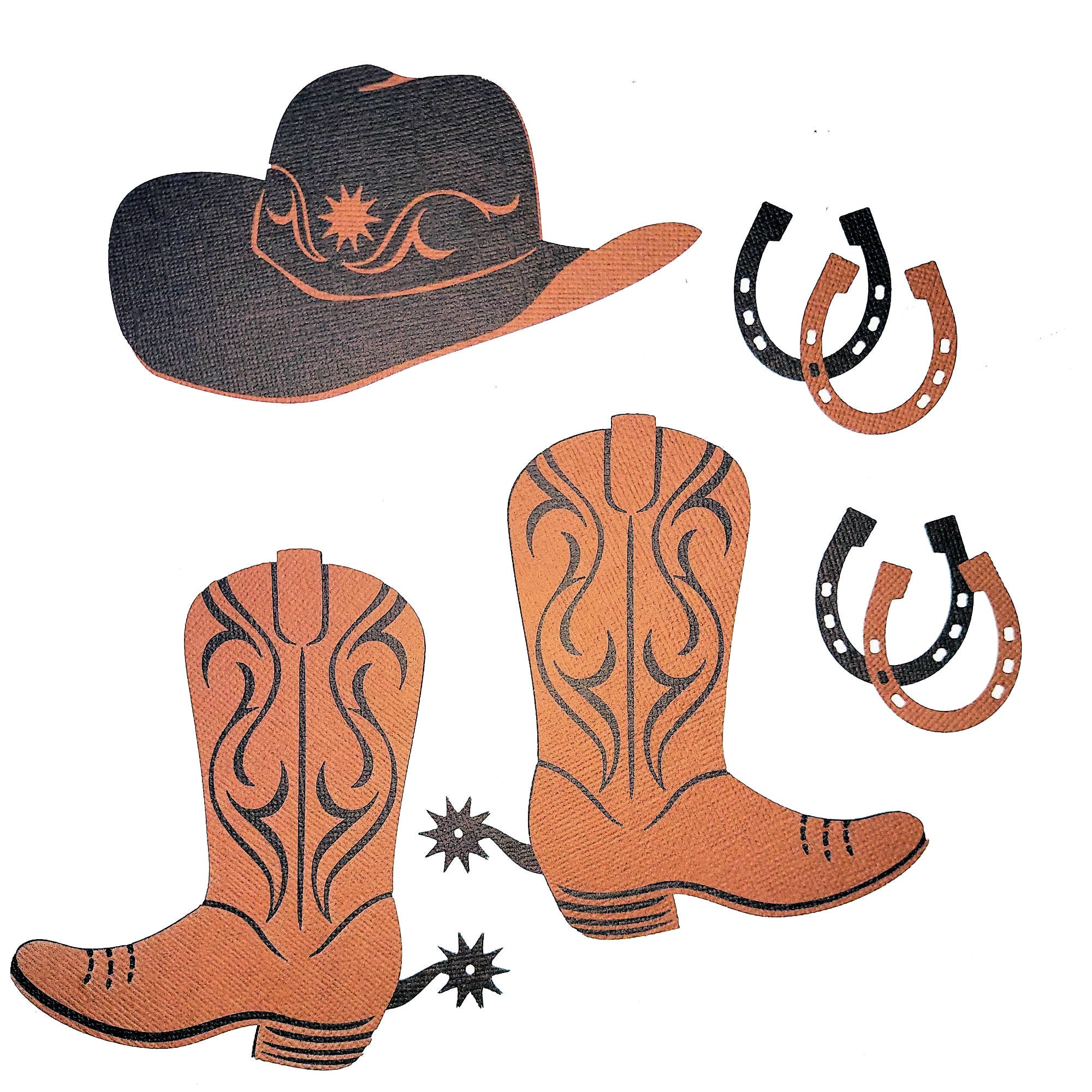 Cowgirl Hat & Boots Laser Die Cut Scrapbook Embellishment Set by SSC Designs