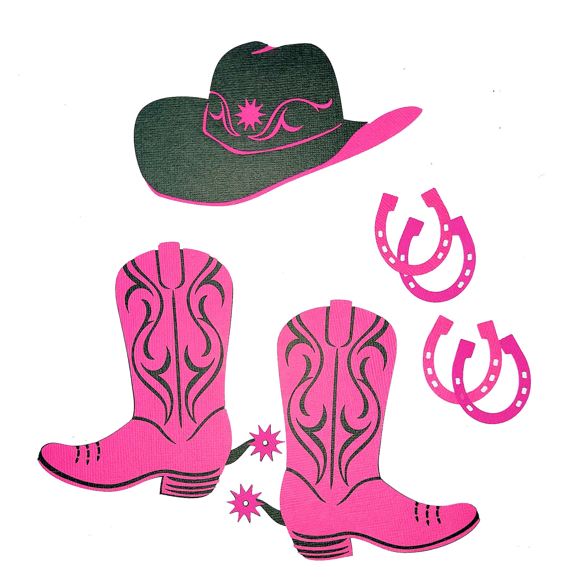 Cowgirl Hat & Boots Laser Die Cut Scrapbook Embellishment Set by SSC Designs