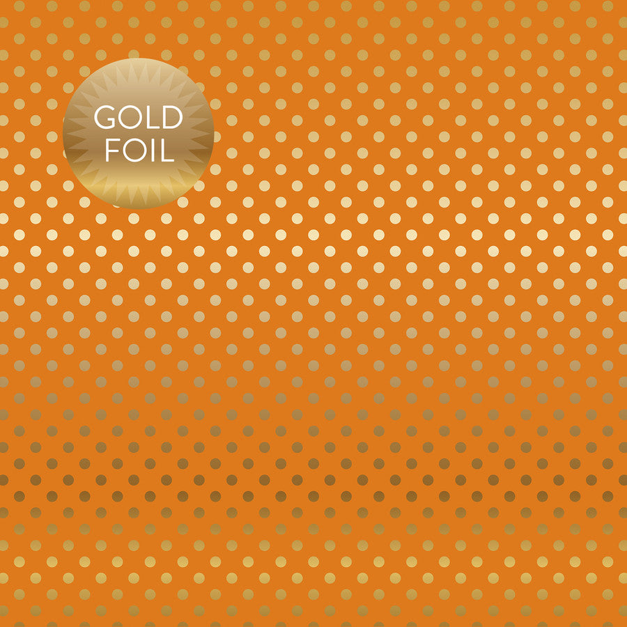 Dots & Stripes Collection Orange Gold Foil 12 x 12 Double-Sided Scrapbook Paper by Echo Park Paper